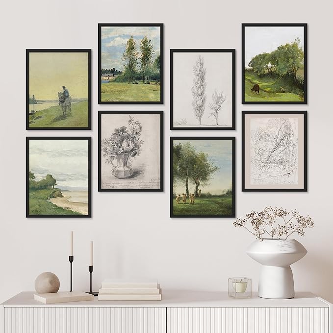 SIGNWIN Framed Poster Bathroom Decor 11"x14"x 8 Black, Wall Art Room Decor Multicolor for Living Room, Bedroom, Office Floral Botanical Flower Forest Landscapes Vintage Illustrations Bohemian