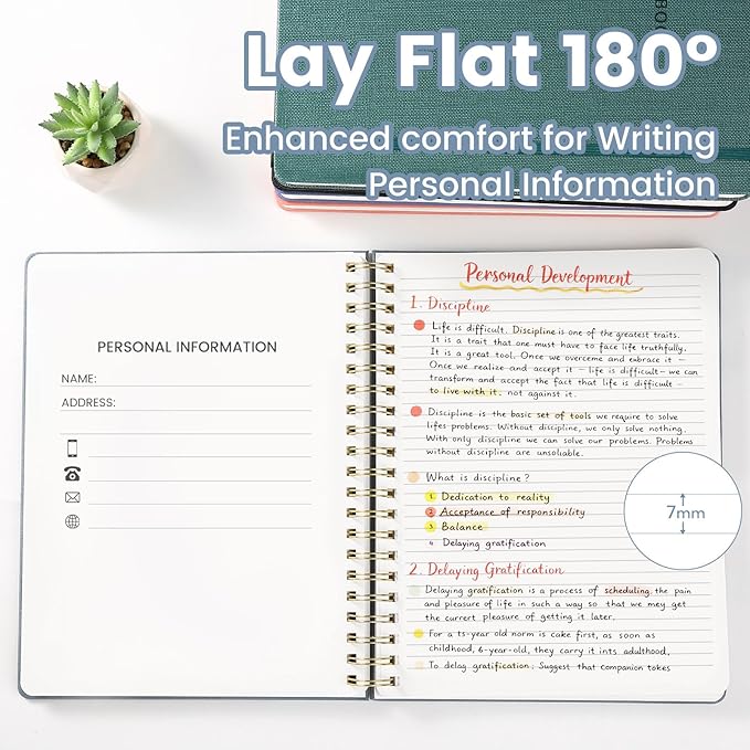 Spiral Notebook - 8.5 x 10.98 Inch Large Hard Cover Notebook with Elastic Band & Pocket, 252 Pages, Lay Flat Wirebound Journal for Work, School, Planning & Note Taking ReefBlue