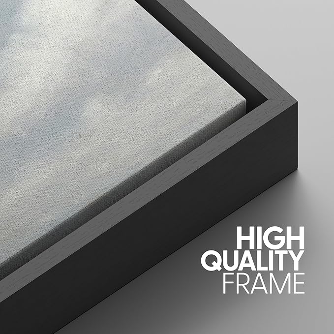 SIGNWIN Framed Canvas Print Wall Art Set Soft Sky and Clouds Minimalist Blue and White Cloudscape Illustrations Modern Art Decorative for Living Room, Bedroom, Office - 16"x24"x3 Black