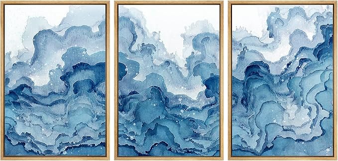 SIGNWIN Framed Canvas Print Wall Art Set Pastel Watercolor Mountain Range Abstract Shapes Illustrations Modern Art Decorative Nordic Zen Chic for Living Room, Bedroom, Office - 24"x36"x3 Natural