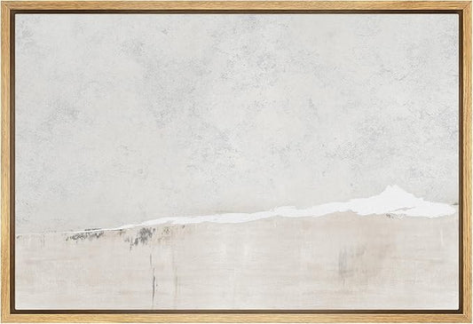 SIGNWIN Framed Canvas Print Wall Art Gray White Watercolor Landscape Abstract Shapes Illustrations Modern Art Decorative Contemporary Chic Minimal for Living Room, Bedroom, Office - 16"x24" Natural