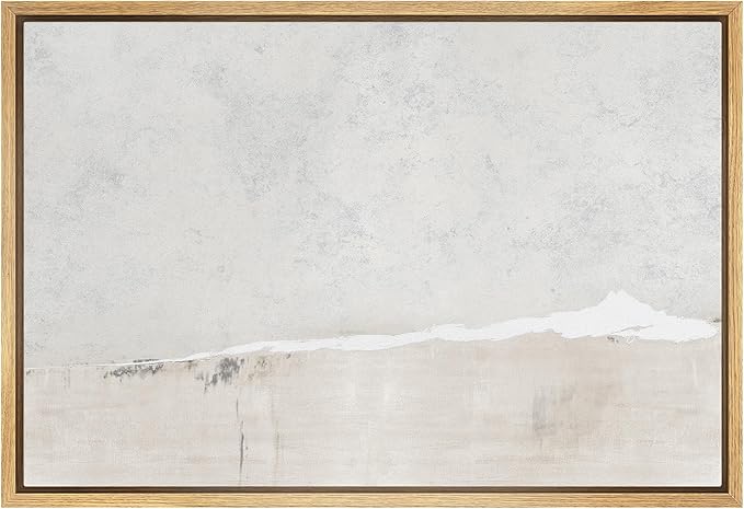 SIGNWIN Framed Canvas Print Wall Art Gray White Watercolor Landscape Abstract Shapes Illustrations Modern Art Decorative Contemporary Chic Minimal for Living Room, Bedroom, Office - 24"x36" Natural