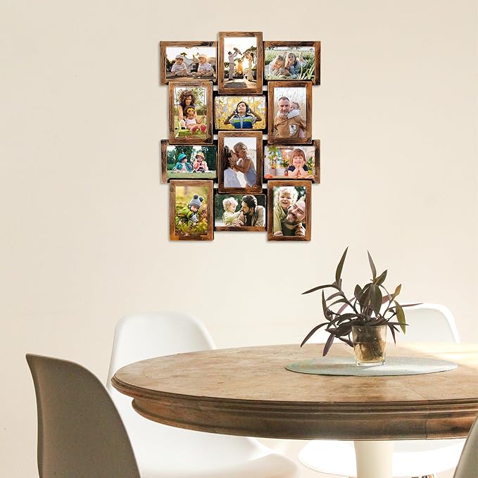 HELLO LAURA - 4x6 Picture Frame Collage Classic Photo Frames Gallery Collection Display 12 Opening Photos Collage Frame for Wall Picture Frame 6" x 4" Photo Sockets x 12 | Bronze Like Edge
