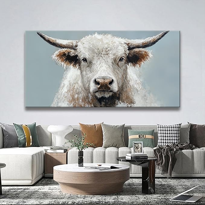 Highland Cow Wall Art For Living Room Large Size Animal Canvas Art Wall Decor Print Rustic Farmhouse Wall Artwork Cattle Painting Prints Artwork Picture For Bedroom Aesthetic Home Wall Decor 29 X 58 Inch