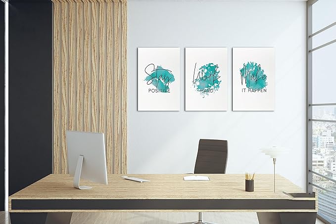 SHMAO Office Canvas Wall Art Motivational Wall Decor, 3 Piece Modern Canvas Print Pictures for Office Wall Decor Women Inspirational Framed Artwork Home Office Decor 12”x18”x3 Panels