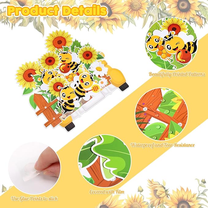 Pajean 104 Pcs Classroom Tree Bulletin Board Set Bee Sunflower Bulletin Boards Decoration Cutouts Spring Summer Tree Leaves Cutout for Classroom Window Wall Home Office School Decor