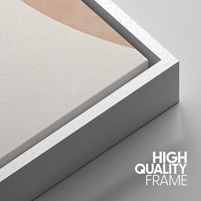 IDEA4WALL Framed Canvas Print Wall Art Set Art Deco Mid-Century Pastel Tan Polygons Abstract Shapes Illustrations Modern Art Decorative Contemporary for Living Room, Bedroom, Office - 24"x36"x3 White