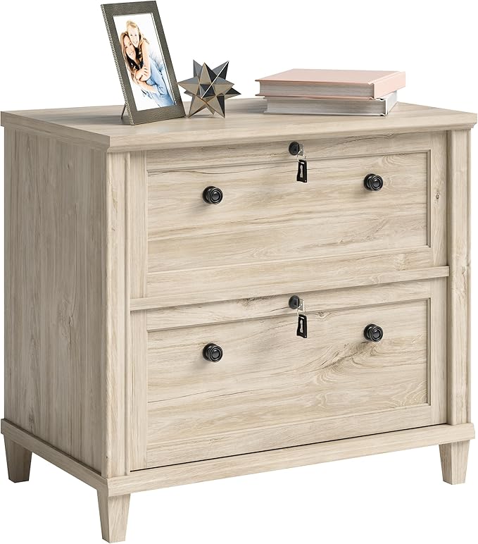 Sauder Hammond 2 Drawer Lateral File Cabinet for Home Office, Filing Cabinet with Lock, in Chalk Oak