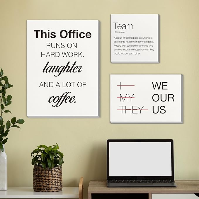 Inspirational Wall Decor for Office Teamwork Wall Art Motivational Posters Set of 6 Framed Modern Office Team Canvas Artwork, Team Gifts