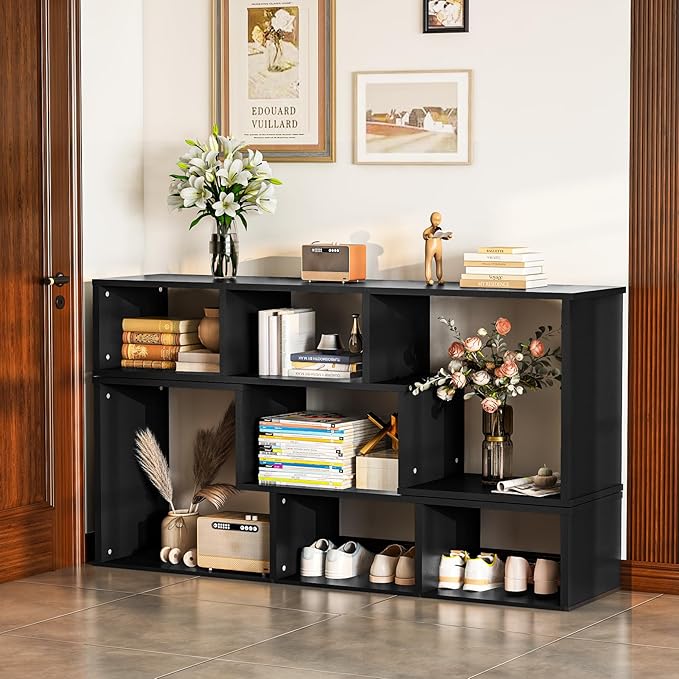 Recaceik Cube Bookshelf 2 Shelf Bookcase L-Shaped TV Console Stand Modern Entertainment Center with Open Storage Shelves for CDs/Movies/Books for Living Room, Bedroom, Home Office