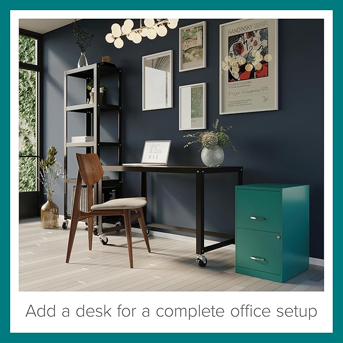 Hirsh Industries Space Solutions 18in 2 Drawer Metal File Cabinet Teal, Letter Size, Fully Assembled