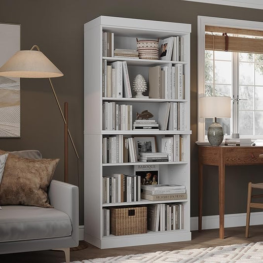 Palace Imports Solid Wood Bookcase - Stackable Modular 6 Tier Bookshelf - 71.5" Tall x 32" Wide - White Book Shelf, Open Display Shelf for Living Room, Office, 100% Eco-Friendly Wood, Made in Brazil