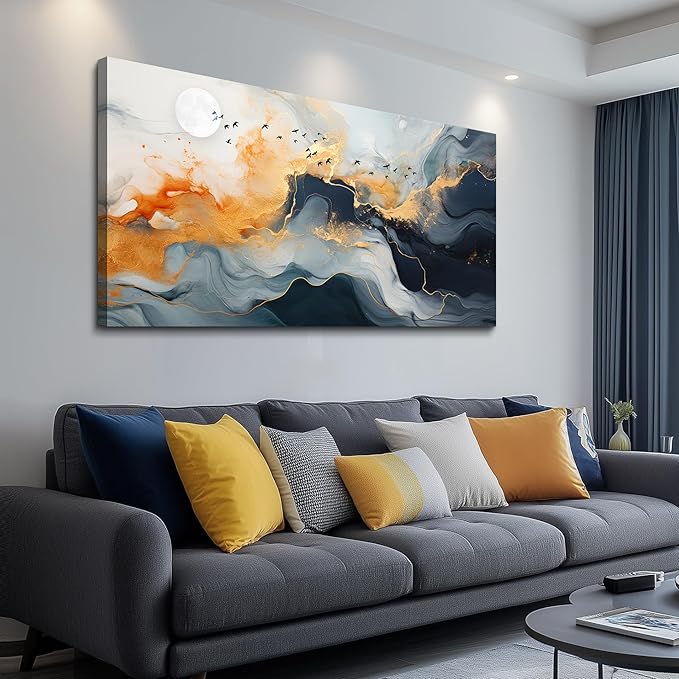 MHARTK66 Abstract Wall Art for Living Room, Large Canvas Prints Paintings Artwork for Walls, Minimalist Modern Bright Multicolor Colorful Pictures for Hallway Bedroom Office Home Wall Decor 24x48
