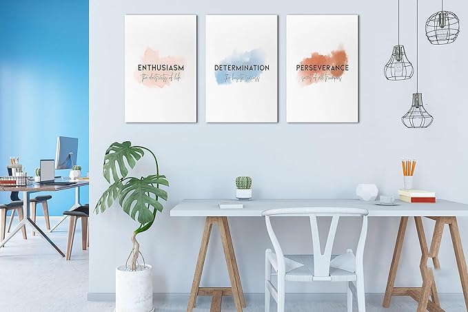 3 Piece Canvas Wall Art, Motivational Quotes Print Pictures for Office, Men Women Inspirational Framed Artwork Home Decor Ready to Hang 16"x24" x 3 Pcs
