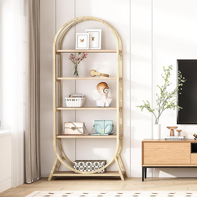 Tribesigns 5-Tier Open Bookshelf, 70.8" Tall Arched Bookcase, Modern Storage Bookshelves, Freestanding Display Rack Shelving Unit for Office, Bedroom, Living Room, Easy Assembly