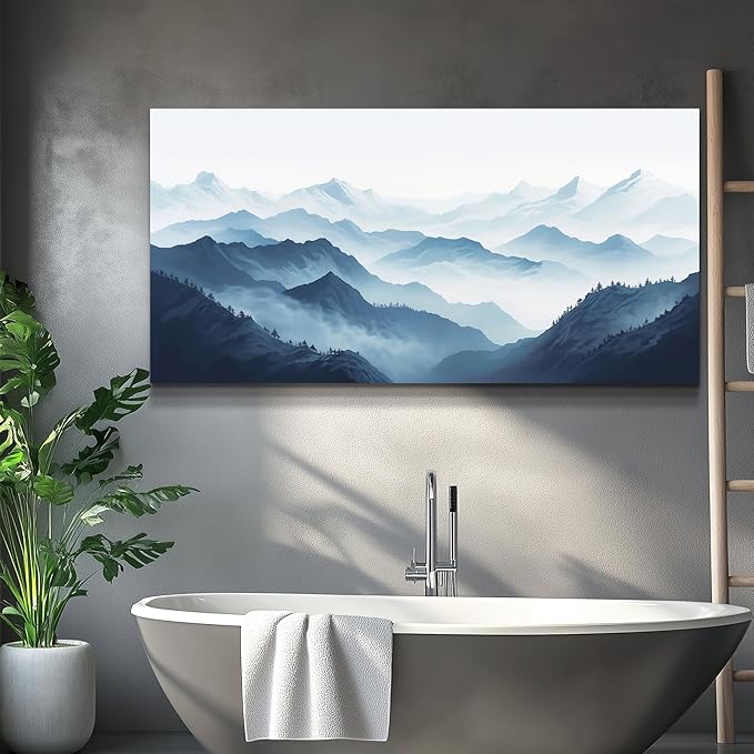 MHARTK66 Large Wall Art For Living Room Canvas Wall Decor For Office Bedroom Decor Art Black And White Grey Mountain Scenery Wall Painting View Pictures Artwork Hotel Room Home Decor 30x60 In