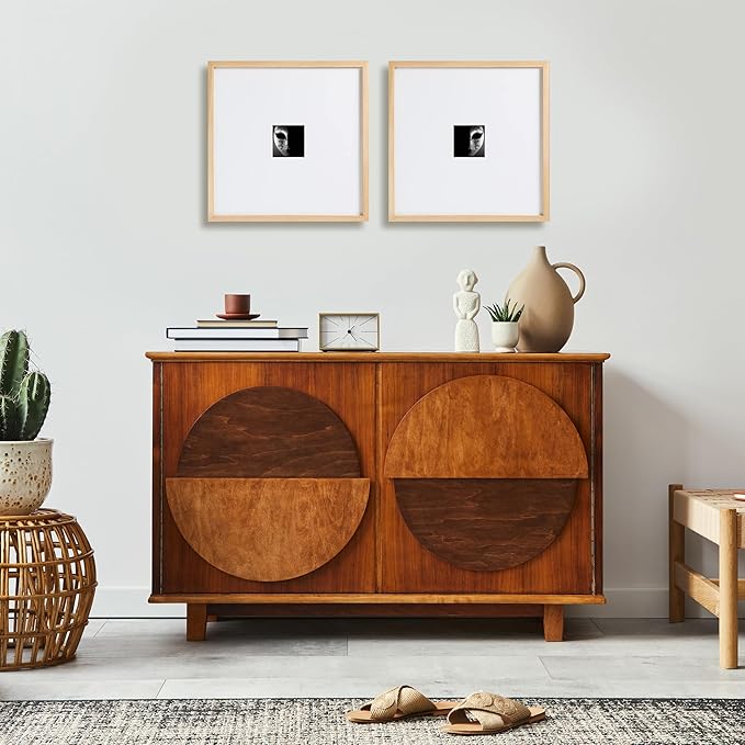 artisane home goods - Gallery Frame 1.0, Picture Frame, 20x20 White Oak, Gallery Wall Frame Set, Large Picture Frame, Oversized Mat (4x4, 4x6, and 5x7)