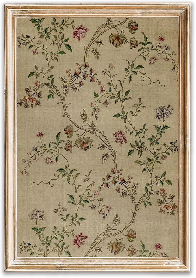 Vintage Botanical Wall Art Decor Antique Floral Canvas Wall Art Neutral Flower Prints Poster Vintage Farmhouse Pictures Painting Aesthetic Floral Artwork for Living Room Bedroom, 16"X24" Unframed