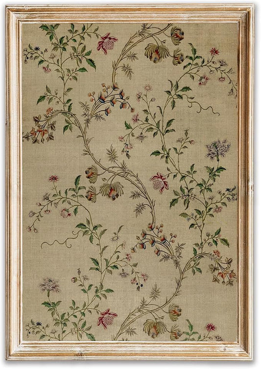 Vintage Botanical Wall Art Decor Antique Floral Canvas Wall Art Neutral Flower Prints Poster Vintage Farmhouse Pictures Painting Aesthetic Floral Artwork for Living Room Bedroom, 16"X24" Unframed