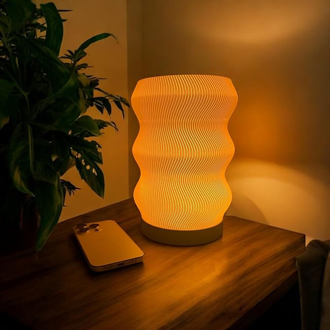 Wave Table Lamp - Modern Bedside Light for Bedroom, Desk, Nightstand, or Office - Mood Lighting Lamp - Eco-Friendly Gift Idea - Unique Home Decor - LED Night Light
