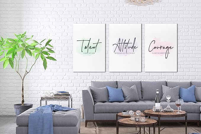 3 Piece Motivational Quotes Canvas Print Pictures Wall Decor, Framed Artwork Home Office Decor 20"x30" x 3 Pcs
