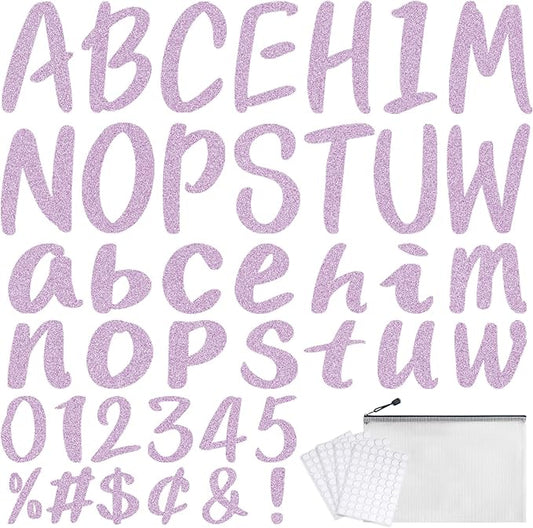 273 Pcs 4 Inch Glitter Bulletin Board Letters Set - Poster Board Letter Cutouts with Alphabet, Symbols, Numbers, Storage Bag - Classroom Decor, DIY Projects, Teacher Supplies, Office (Light Pink)