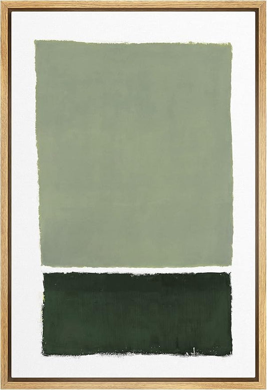 IDEA4WALL Framed Canvas Print Wall Art Forest Green Rothko Geometric Color Blocks Abstract Shapes Illustrations Modern Art Decorative Contemporary for Living Room, Bedroom, Office - 24"x36" Natural
