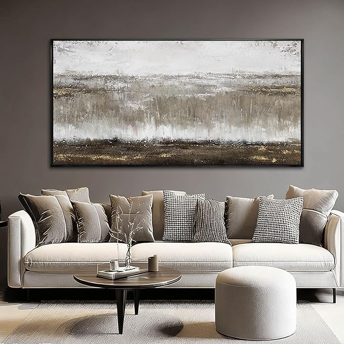 Artexist Neutral Wood Wall Decor Abstract Wall Art Contemporary Canvas Prints 29"x58" Large Posters for Living Room Kitchen Pictures