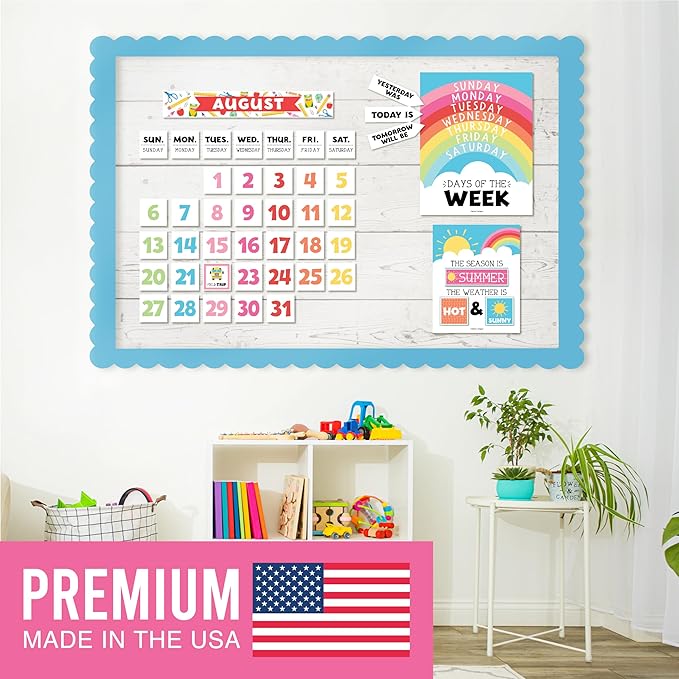Hadley Designs Classroom Calendar Set Bulletin Board Decorations - Colorful School Calendar for Classroom Decor, Kindergarten Preschool Elementary Teacher Must Haves, Homeschool & Daycare Essentials