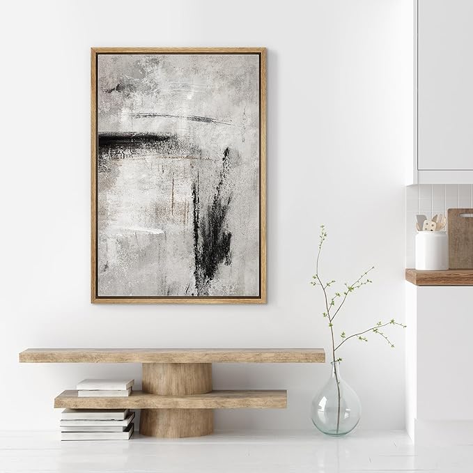 SIGNWIN Framed Canvas Print Wall Art Dynamic Abstract Brush Strokes Illustrations Modern Art Minimal Multicolor for Living Room, Bedroom, Office - 16"x24" Natural