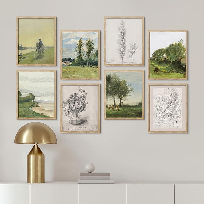 SIGNWIN Framed Poster Bathroom Decor, Wall Art Room Decor Multicolor for Living Room, Bedroom, Office Floral Botanical Flower Forest Landscapes Vintage Illustrations Bohemian - 12"x16"x 8 Natural