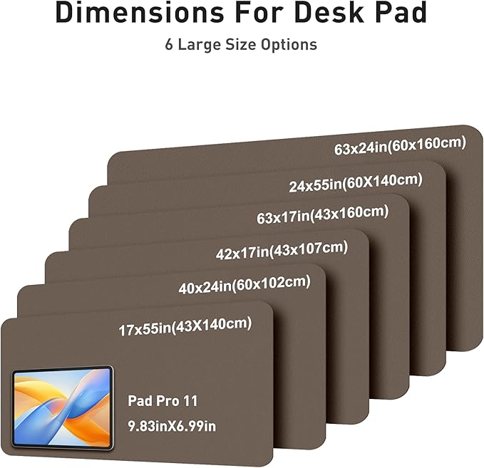 Aothia Faux Leather Desk Mat - Large Mouse Pad, Non-Slip PU Leather Blotter, Waterproof Writing Surface for Office and Home (Coffee, 43" x 17")