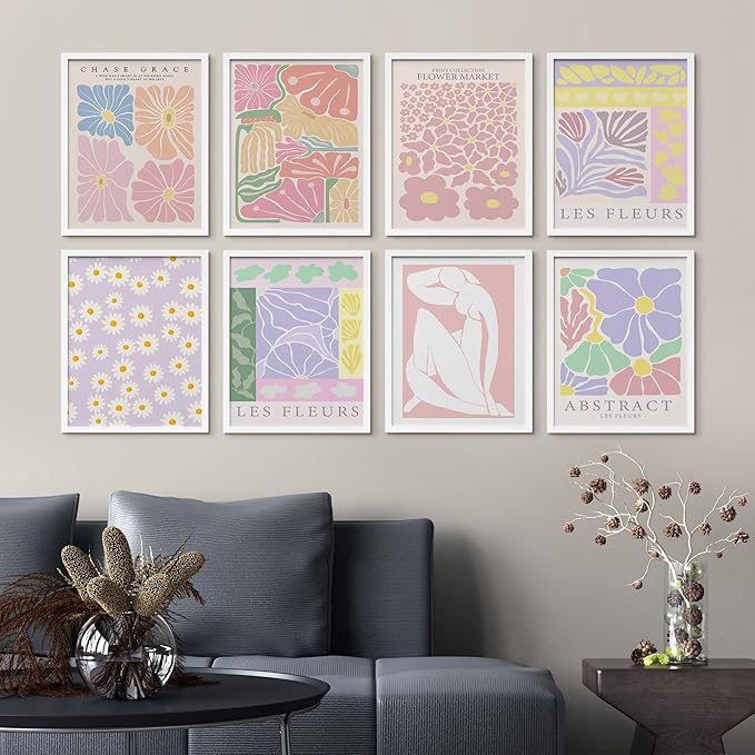 SIGNWIN Framed Poster Wall Art Set of Colorful Botanical Flower Daisy Rose for Living Room, Bedroom, Office - 12"x16"x 8 White