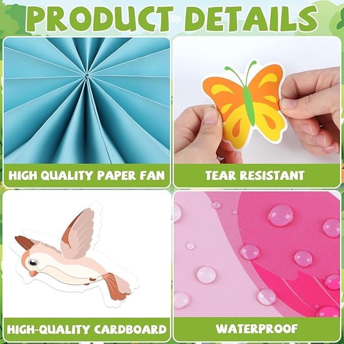 Spring Bulletin Board Classroom Decorations 3D Spring Butterfly Flower Bulletin Board Floral Photo Craft Cutouts for School Classroom Chalkboard Blackboard Kindergarten Home Office Supplies