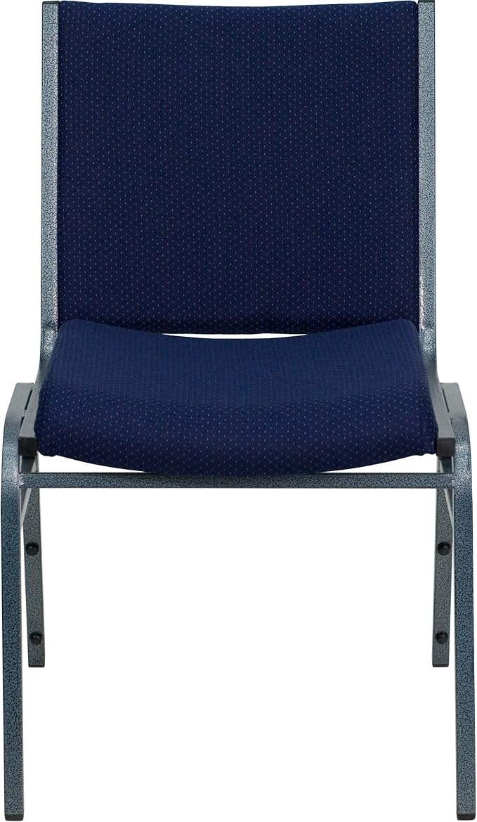 Flash Furniture 4 Pack HERCULES Series Heavy Duty Navy Blue Dot Fabric Stack Chair