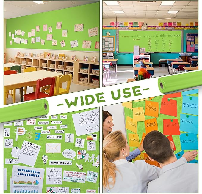 16 in x 40 Ft Fabric Bulletin Board Roll Classroom Non Woven Fabric Background Decorations Waterproof Wrinkle Resistant Bulletin Board for Back to School Wall Decor(Fruit Green,Pure)