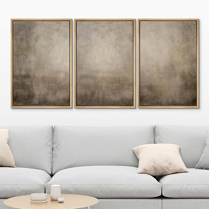 MUDECOR Framed Wall Art Print Set Neutral Abstract Landscape Illustrations Modern Art Boho Decorative Colorful for Living Room, Bedroom, Office - 24"x36"x3 Natural