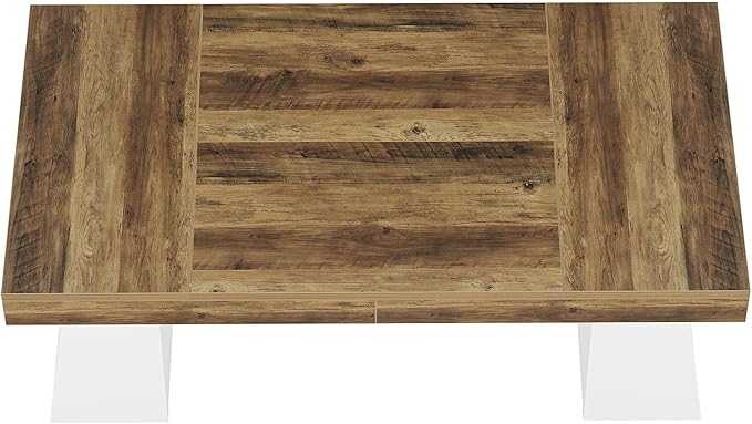 Tribesigns 55" Executive Desk, Wooden Office Desk with Double Pedestal, Modern Simple Computer Writing Table for Home Office, Brown & White