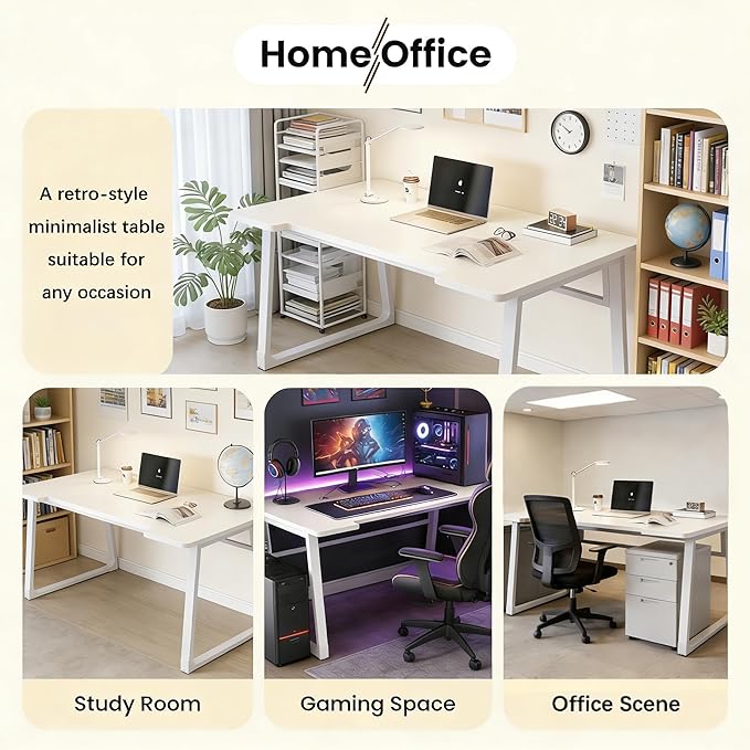 Computer Desk 39.4 Inch Small Office Desk with Wood Top and Metal Frame, Study Writing Desk for Home, Bedroom, Gaming, U-Shaped Leg Design, Modern Simple