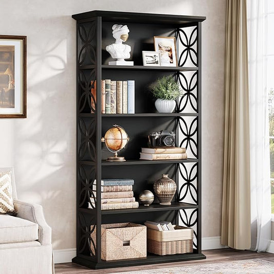 Tribesigns 6-Tier Tall Bookshelf, 71" Industrial Bookcase with Metal Frame, Freestanding Open Storage Shelves for Home Office, Living Room, Bedroom