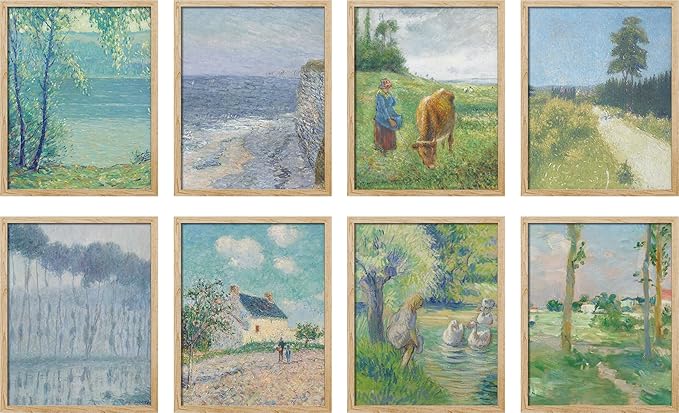 SIGNWIN Poster Wall Art Set of Vintage Posters Vintage Landscape Watercolor Nature Landscape, Rustic Framhouse Decor for Living Room, Bedroom, Office - 11"x14"x 8