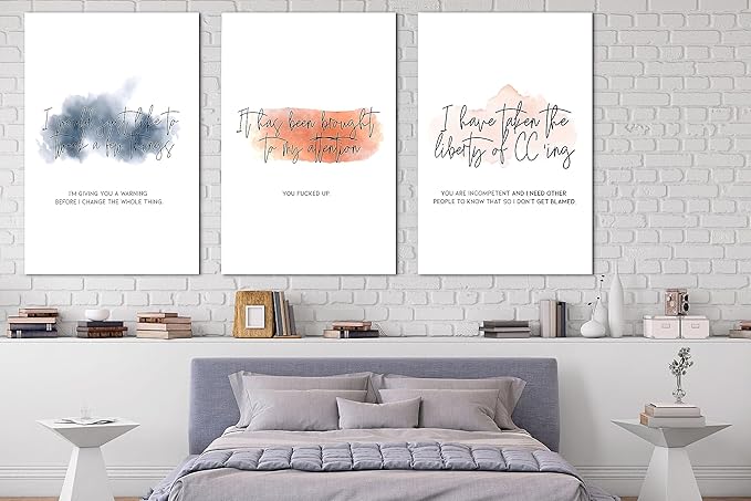 Inspirational Canvas Art Office Poster Wall Decor, Modern Office Wall Art Motivational Pictures for Wall, Man and Women Home Office Positive Quotes Wall Decor, Framed Artwork 24”x36”x3 Panels