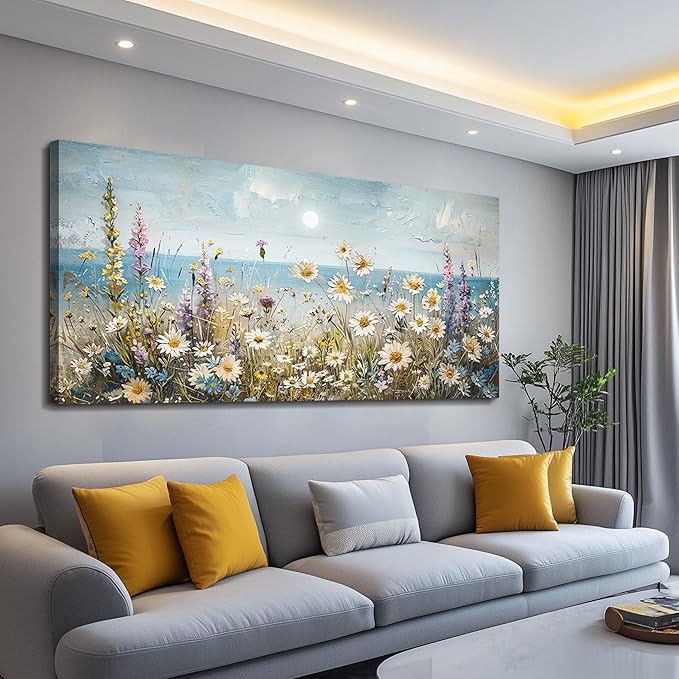 KELIYUAN Large Canva Wall Art For Living Room Farmhouse Wall Decor For Bedroom Office Decorations Abstract Paintings Flowers Landscape Wall Pictures Artwork Modern Aesthetic Room Home Decor 24x48In