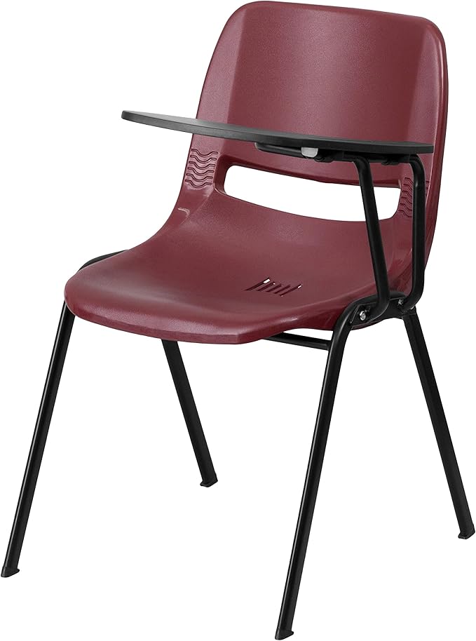 Flash Furniture HERCULES 5 Pack Burgundy Ergonomic Shell Chair with Left Handed Flip-Up Tablet Arm