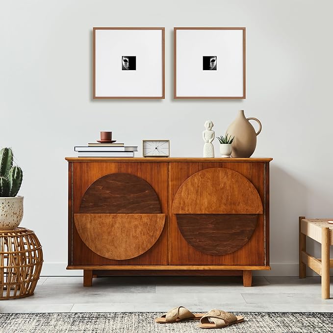 artisane home goods - Gallery Frame 1.0, Picture Frame, 20x20 Walnut, Gallery Wall Frame Set, Large Picture Frame, Oversized Mat (4x4, 4x6, and 5x7)