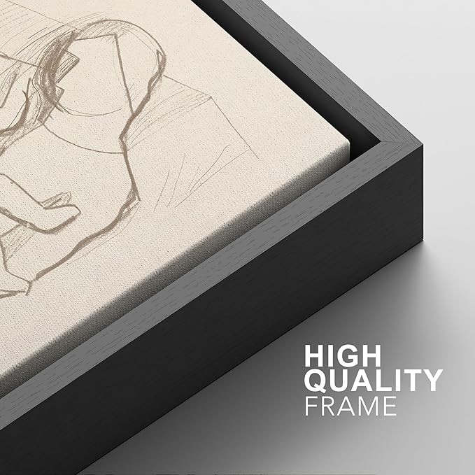 SIGNFORD Framed Wall Art Print Set Minimalist Figurative Line Drawing Modern Abstract Digital Art Modern Art Contemporary for Living Room, Bedroom, Office - 16"x24"x3 BLACK