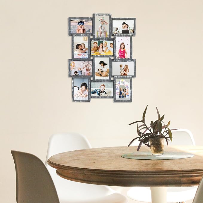 HELLO LAURA - 4x6 Picture Frame Collage for 12 Opening Photos in 4x6 inch Classic Pictures Frames Gallery Display 23" x 18" Wall Hanging Photo Collage Frame | Camouflage Like Edge