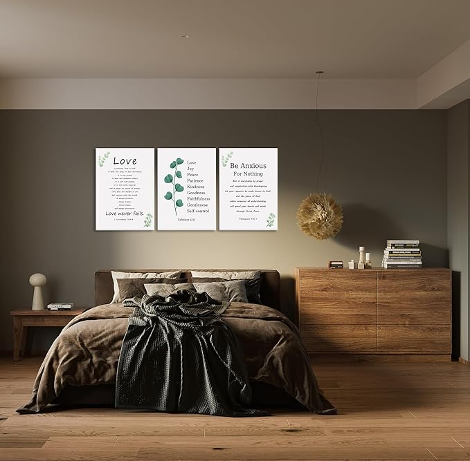 Inspirational Wall Art Be Anxious for Nothing Canvas Office Decor Inspiring Christian Poster Framed Prints Love is Patient Love is Kind Motivational Quotes for Wall Art Decor[60''Wx 28''H]