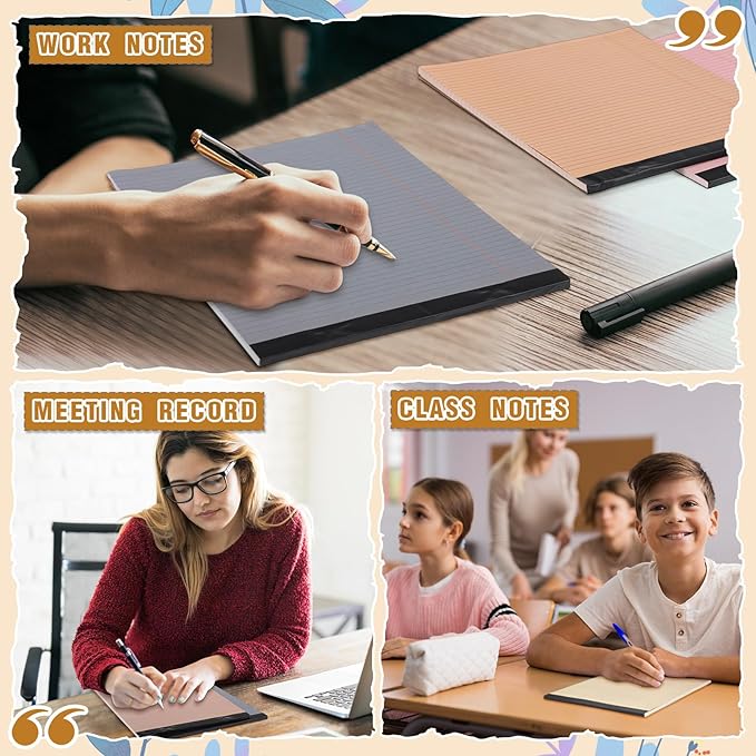 Fuutreo 8 Pcs 8.5'' x 11'' Colored Legal Pad 50 Sheets Per Writing Pads Narrow Ruled Notepad Perforated Writing Notepad Office Supplies for College Office Business (Advanced Grey)