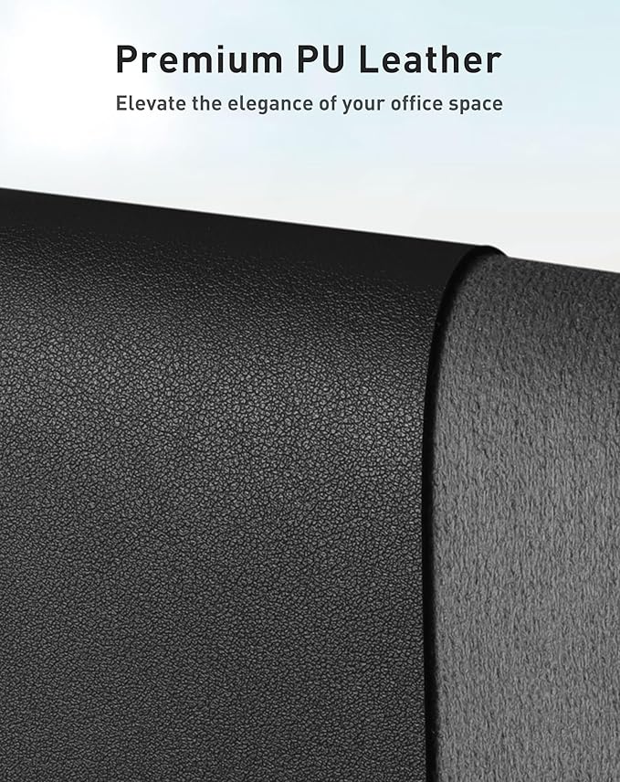 Aothia Faux Leather Desk Mat - Large Mouse Pad, Non-Slip PU Leather Blotter, Waterproof Writing Surface for Office and Home (Black, 63" x 17")